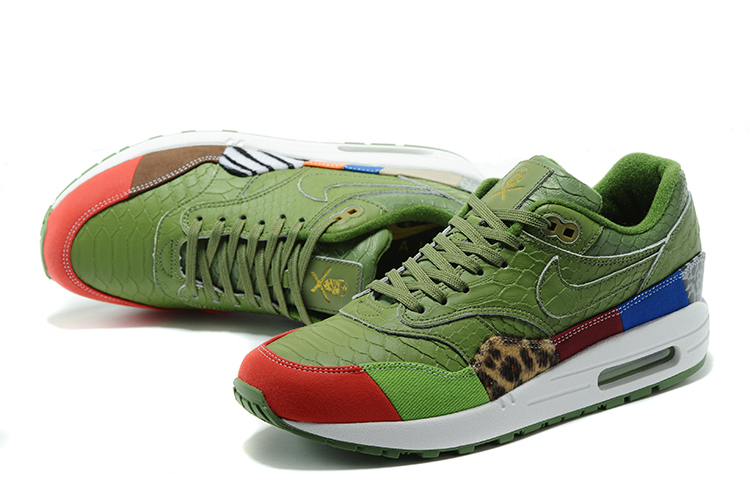 Nike Air Max 1 Air Max Day Black Grass Green Red Shoes For Women - Click Image to Close